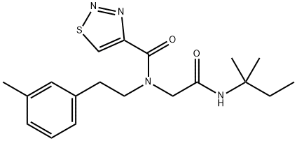 1,2,3-Thiadiazole-4-carboxamide,N-[2-[(1,1-dimethylpropyl)amino]-2-oxoethyl]-N-[2-(3-methylphenyl)ethyl]-(9CI) Structure