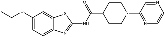 4-Piperidinecarboxamide,N-(6-ethoxy-2-benzothiazolyl)-1-pyrazinyl-(9CI) Structure