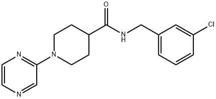 4-Piperidinecarboxamide,N-[(3-chlorophenyl)methyl]-1-pyrazinyl-(9CI) Structure