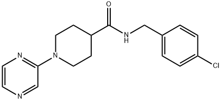 4-Piperidinecarboxamide,N-[(4-chlorophenyl)methyl]-1-pyrazinyl-(9CI) Structure