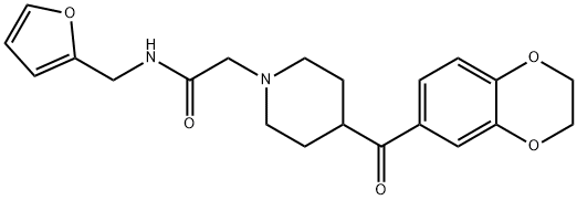 1-Piperidineacetamide,4-[(2,3-dihydro-1,4-benzodioxin-6-yl)carbonyl]-N-(2-furanylmethyl)-(9CI) Structure