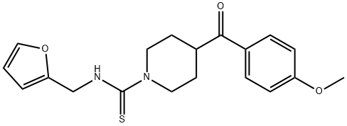 1-Piperidinecarbothioamide,N-(2-furanylmethyl)-4-(4-methoxybenzoyl)-(9CI) Structure