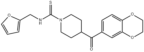 1-Piperidinecarbothioamide,4-[(2,3-dihydro-1,4-benzodioxin-6-yl)carbonyl]-N-(2-furanylmethyl)-(9CI) Structure