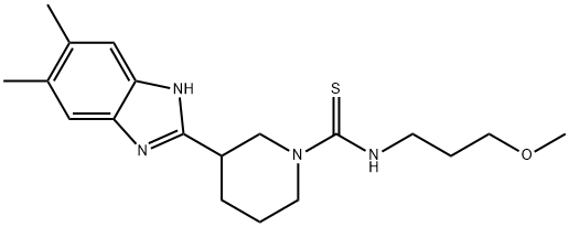 1-Piperidinecarbothioamide,3-(5,6-dimethyl-1H-benzimidazol-2-yl)-N-(3-methoxypropyl)-(9CI) 结构式
