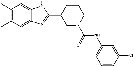 1-Piperidinecarbothioamide,N-(3-chlorophenyl)-3-(5,6-dimethyl-1H-benzimidazol-2-yl)-(9CI) Structure