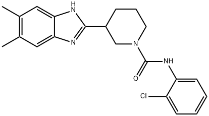 1-Piperidinecarboxamide,N-(2-chlorophenyl)-3-(5,6-dimethyl-1H-benzimidazol-2-yl)-(9CI) Structure