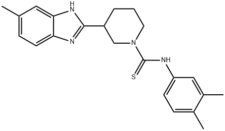 1-Piperidinecarbothioamide,N-(3,4-dimethylphenyl)-3-(5-methyl-1H-benzimidazol-2-yl)-(9CI) Structure