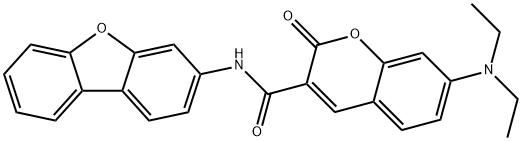 2H-1-Benzopyran-3-carboxamide,N-3-dibenzofuranyl-7-(diethylamino)-2-oxo-(9CI) Struktur
