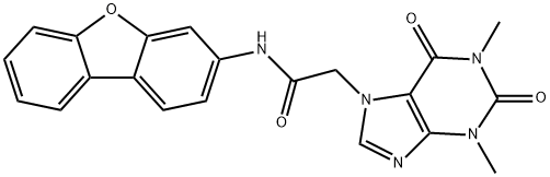 7H-Purine-7-acetamide,N-dibenzofuran-3-yl-1,2,3,6-tetrahydro-1,3-dimethyl-2,6-dioxo-(9CI) Structure