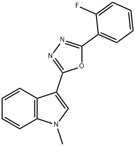 1H-Indole,3-[5-(2-fluorophenyl)-1,3,4-oxadiazol-2-yl]-1-methyl-(9CI) Structure