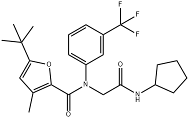 2-Furancarboxamide,N-[2-(cyclopentylamino)-2-oxoethyl]-5-(1,1-dimethylethyl)-3-methyl-N-[3-(trifluoromethyl)phenyl]-(9CI) Structure