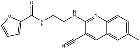2-Furancarboxamide,N-[2-[(3-cyano-6-methyl-2-quinolinyl)amino]ethyl]-(9CI) Structure