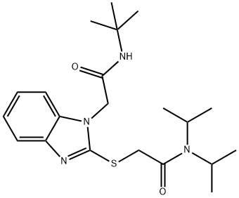 606109-09-5 1H-Benzimidazole-1-acetamide,2-[[2-[bis(1-methylethyl)amino]-2-oxoethyl]thio]-N-(1,1-dimethylethyl)-(9CI)