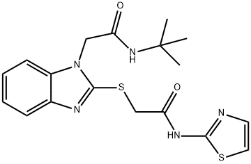 1H-Benzimidazole-1-acetamide,N-(1,1-dimethylethyl)-2-[[2-oxo-2-(2-thiazolylamino)ethyl]thio]-(9CI) Structure