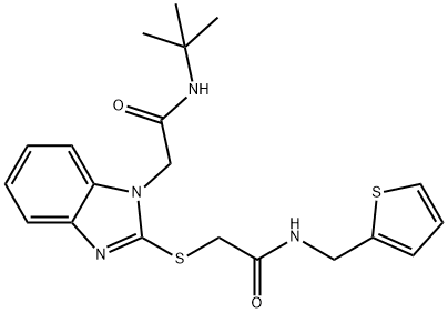 1H-Benzimidazole-1-acetamide,N-(1,1-dimethylethyl)-2-[[2-oxo-2-[(2-thienylmethyl)amino]ethyl]thio]-(9CI) Structure