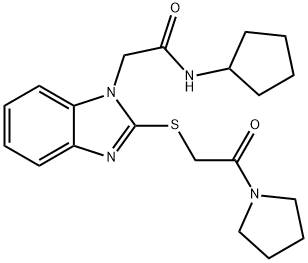 1H-Benzimidazole-1-acetamide,N-cyclopentyl-2-[[2-oxo-2-(1-pyrrolidinyl)ethyl]thio]-(9CI) Structure