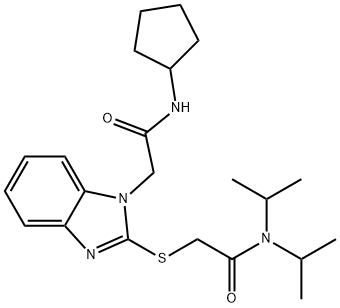 1H-Benzimidazole-1-acetamide,2-[[2-[bis(1-methylethyl)amino]-2-oxoethyl]thio]-N-cyclopentyl-(9CI) Structure