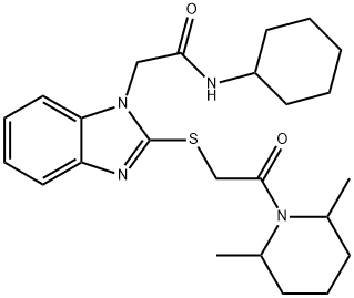 1H-Benzimidazole-1-acetamide,N-cyclohexyl-2-[[2-(2,6-dimethyl-1-piperidinyl)-2-oxoethyl]thio]-(9CI) Struktur