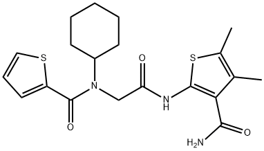 2-Thiophenecarboxamide,N-[2-[[3-(aminocarbonyl)-4,5-dimethyl-2-thienyl]amino]-2-oxoethyl]-N-cyclohexyl-(9CI) Structure