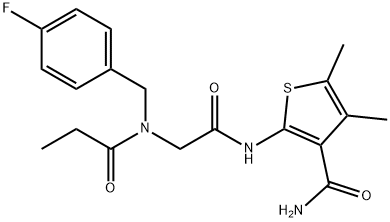 3-Thiophenecarboxamide,2-[[[[(4-fluorophenyl)methyl](1-oxopropyl)amino]acetyl]amino]-4,5-dimethyl-(9CI) Structure