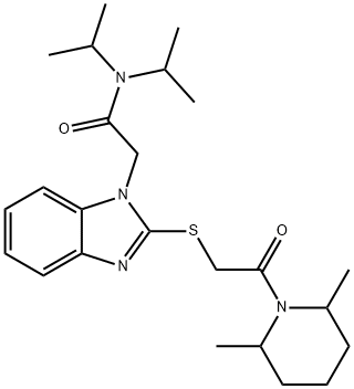 1H-Benzimidazole-1-acetamide,2-[[2-(2,6-dimethyl-1-piperidinyl)-2-oxoethyl]thio]-N,N-bis(1-methylethyl)-(9CI) Struktur