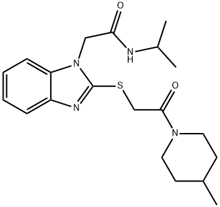 1H-Benzimidazole-1-acetamide,N-(1-methylethyl)-2-[[2-(4-methyl-1-piperidinyl)-2-oxoethyl]thio]-(9CI) Struktur