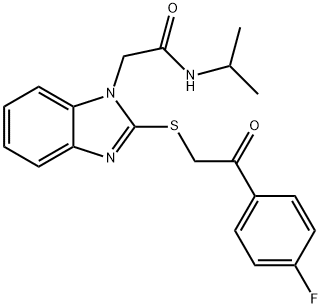 1H-Benzimidazole-1-acetamide,2-[[2-(4-fluorophenyl)-2-oxoethyl]thio]-N-(1-methylethyl)-(9CI) Structure