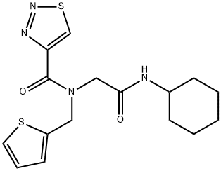 1,2,3-Thiadiazole-4-carboxamide,N-[2-(cyclohexylamino)-2-oxoethyl]-N-(2-thienylmethyl)-(9CI) Structure