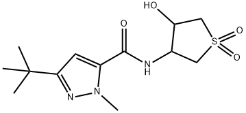 1H-Pyrazole-5-carboxamide,3-(1,1-dimethylethyl)-1-methyl-N-(tetrahydro-4-hydroxy-1,1-dioxido-3-thienyl)-(9CI) Structure