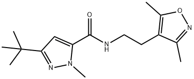 1H-Pyrazole-5-carboxamide,3-(1,1-dimethylethyl)-N-[2-(3,5-dimethyl-4-isoxazolyl)ethyl]-1-methyl-(9CI) Structure