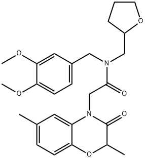 4H-1,4-Benzoxazine-4-acetamide,N-[(3,4-dimethoxyphenyl)methyl]-2,3-dihydro-2,6-dimethyl-3-oxo-N-[(tetrahydro-2-furanyl)methyl]-(9CI) Structure