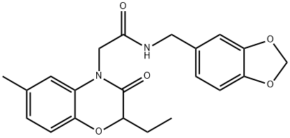 4H-1,4-Benzoxazine-4-acetamide,N-(1,3-benzodioxol-5-ylmethyl)-2-ethyl-2,3-dihydro-6-methyl-3-oxo-(9CI) 化学構造式