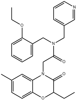 4H-1,4-Benzoxazine-4-acetamide,N-[(2-ethoxyphenyl)methyl]-2-ethyl-2,3-dihydro-6-methyl-3-oxo-N-(3-pyridinylmethyl)-(9CI) Structure