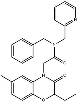 4H-1,4-Benzoxazine-4-acetamide,2-ethyl-2,3-dihydro-6-methyl-3-oxo-N-(phenylmethyl)-N-(2-pyridinylmethyl)-(9CI) 化学構造式