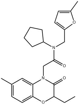 4H-1,4-Benzoxazine-4-acetamide,N-cyclopentyl-2-ethyl-2,3-dihydro-6-methyl-N-[(5-methyl-2-furanyl)methyl]-3-oxo-(9CI) Structure