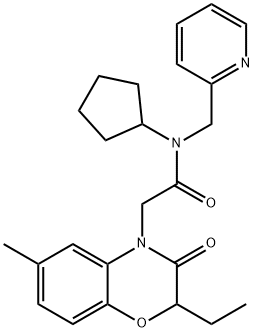 4H-1,4-Benzoxazine-4-acetamide,N-cyclopentyl-2-ethyl-2,3-dihydro-6-methyl-3-oxo-N-(2-pyridinylmethyl)-(9CI),606120-62-1,结构式