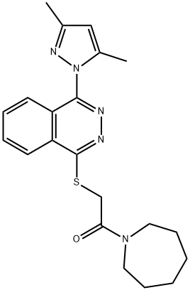 1H-Azepine,1-[[[4-(3,5-dimethyl-1H-pyrazol-1-yl)-1-phthalazinyl]thio]acetyl]hexahydro-(9CI) Structure
