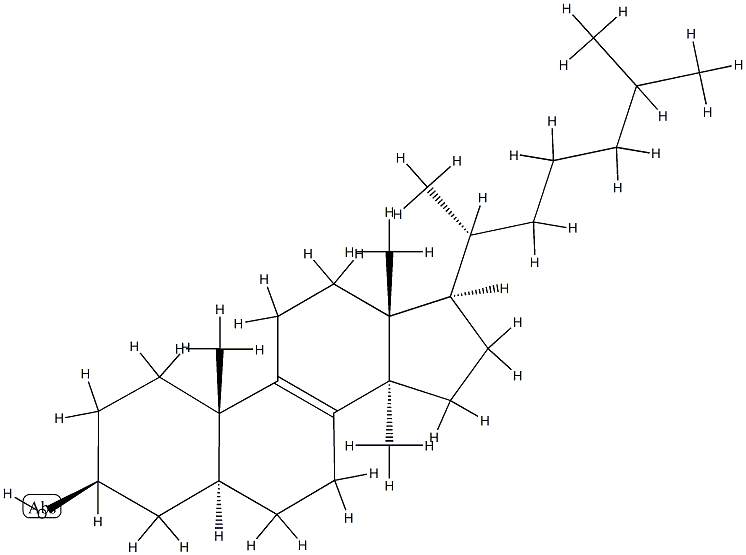 14-メチル-5α-コレスタ-8-エン-3β-オール 化学構造式
