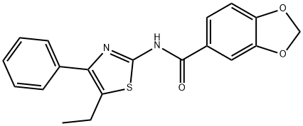 1,3-Benzodioxole-5-carboxamide,N-(5-ethyl-4-phenyl-2-thiazolyl)-(9CI) 结构式