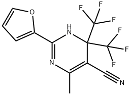 5-Pyrimidinecarbonitrile,2-(2-furanyl)-1,4-dihydro-6-methyl-4,4-bis(trifluoromethyl)-(9CI) Struktur