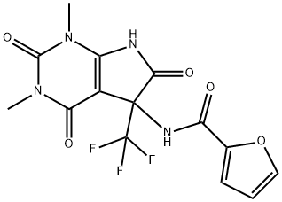2-Furancarboxamide,N-[2,3,4,5,6,7-hexahydro-1,3-dimethyl-2,4,6-trioxo-5-(trifluoromethyl)-1H-pyrrolo[2,3-d]pyrimidin-5-yl]-(9CI) Struktur