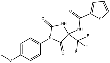 2-Thiophenecarboxamide,N-[1-(4-methoxyphenyl)-2,5-dioxo-4-(trifluoromethyl)-4-imidazolidinyl]-(9CI) Structure