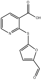 3-Pyridinecarboxylicacid,2-[(5-formyl-2-furanyl)thio]-(9CI) Structure
