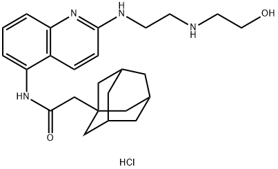 N-[2-[[2-[(2-HYDROXYETHYL)AMINO]ETHYL]AMINO]-5-QUINOLINYL]-2-TRICYCLO[3.3.1.13,7]DEC-1-YLACETAMIDE DIHYDROCHLORIDE, 607378-18-7, 结构式