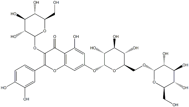 槲皮素-3-O-Β-D-葡萄糖-7-O-Β-D-龙胆双糖苷 结构式