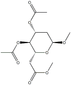 2-デオキシ-3-O,4-O,6-O-トリアセチル-1-O-メチル-α-D-lyxo-ヘキソピラノース 化学構造式