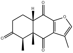 (4aR)-4a,7,8,8aβ-テトラヒドロ-3,4aβ,5β-トリメチルナフト[2,3-b]フラン-4,6,9(5H)-トリオン 化学構造式