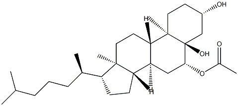 6β-アセトキシ-5α-コレスタン-3β,5-ジオール 化学構造式