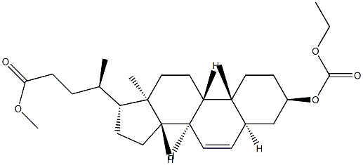 (3α,5β)-3-[(Ethoxycarbonyl)oxy]chol-6-en-24-oic Acid Methyl Ester Structure