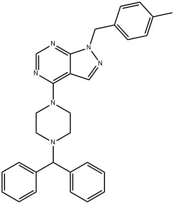 4-(4-benzhydryl-1-piperazinyl)-1-(4-methylbenzyl)-1H-pyrazolo[3,4-d]pyrimidine Structure